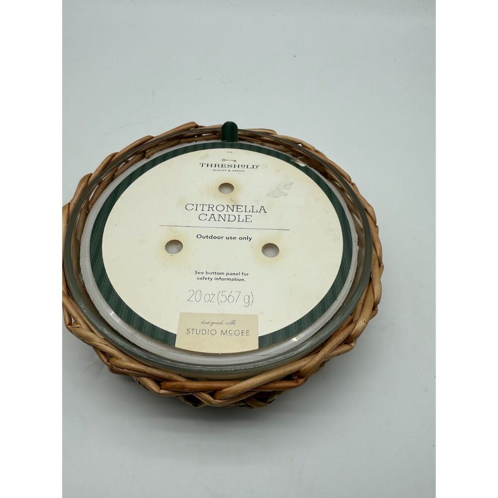 THRESHOLD DESIGNED WITH STUDIO MCGEE GLASS & WICKER CITRONELLA CANDLE NEW